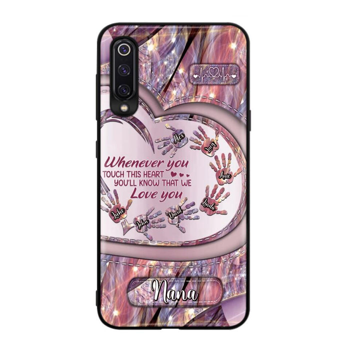 Custom Personalized Grandma Phone Case - Mother's Day Gift For Grandma - Upto 7 Kids - Whenever You Touch This Heart You'll Know That We Love You - Case For Xiaomi/ Oppo/ Huawei