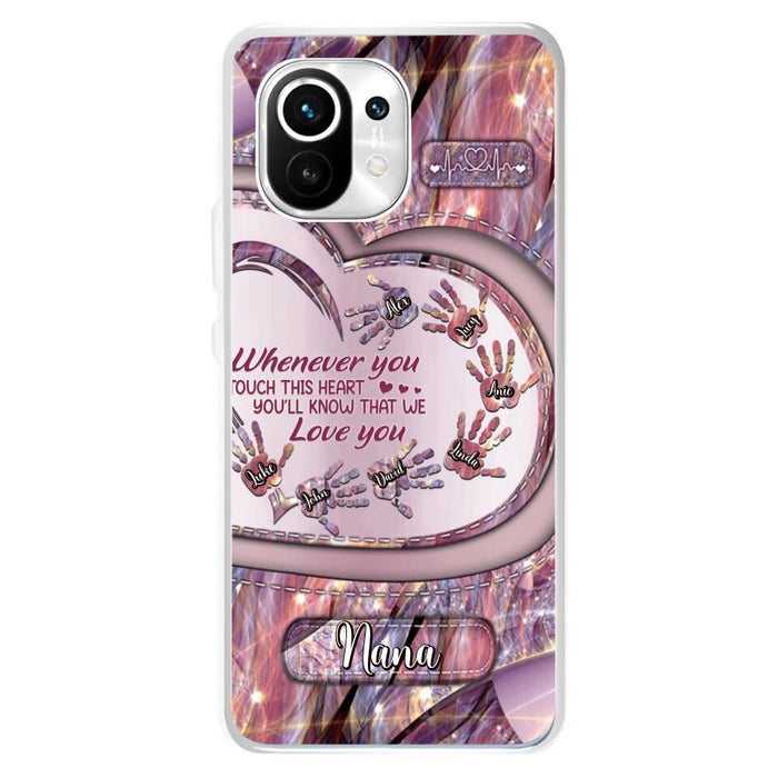 Custom Personalized Grandma Phone Case - Mother's Day Gift For Grandma - Upto 7 Kids - Whenever You Touch This Heart You'll Know That We Love You - Case For Xiaomi/ Oppo/ Huawei