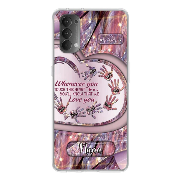 Custom Personalized Grandma Phone Case - Mother's Day Gift For Grandma - Upto 7 Kids - Whenever You Touch This Heart You'll Know That We Love You - Case For Xiaomi/ Oppo/ Huawei