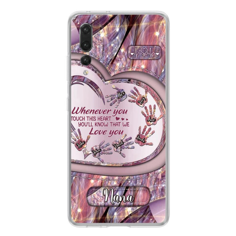 Personalized Grandma Phone Case - Mother's Day Gift For Grandma - Up to 7 Kids - Whenever You Touch This Heart You'll Know That We Love You - Case For Xiaomi/ Oppo/ Huawei
