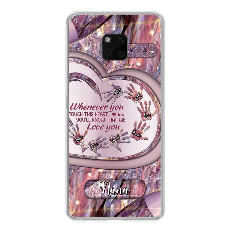 Personalized Grandma Phone Case - Mother's Day Gift For Grandma - Up to 7 Kids - Whenever You Touch This Heart You'll Know That We Love You - Case For Xiaomi/ Oppo/ Huawei