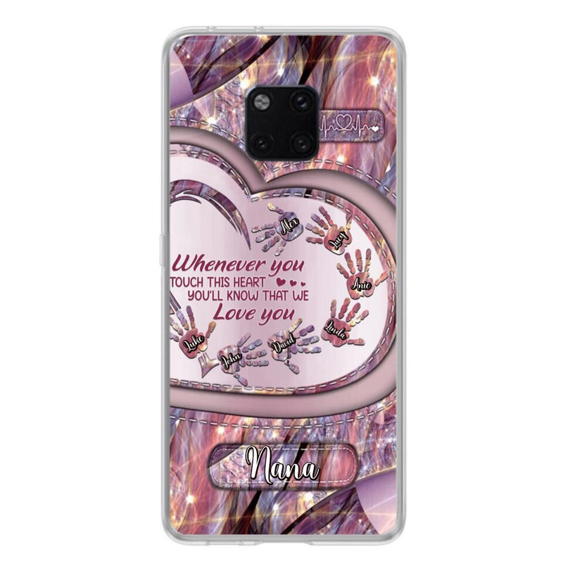 Personalized Grandma Phone Case - Mother's Day Gift For Grandma - Up to 7 Kids - Whenever You Touch This Heart You'll Know That We Love You - Case For Xiaomi/ Oppo/ Huawei