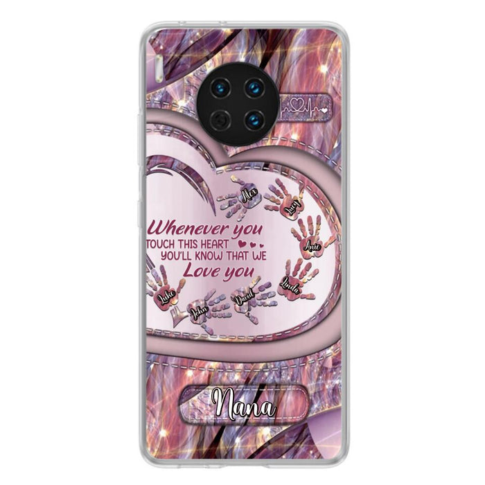 Custom Personalized Grandma Phone Case - Mother's Day Gift For Grandma - Upto 7 Kids - Whenever You Touch This Heart You'll Know That We Love You - Case For Xiaomi/ Oppo/ Huawei