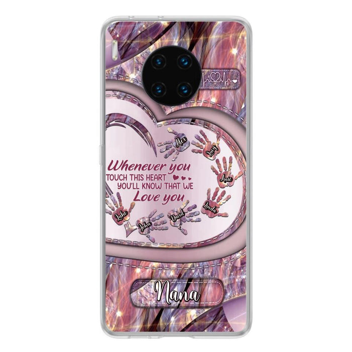 Custom Personalized Grandma Phone Case - Mother's Day Gift For Grandma - Upto 7 Kids - Whenever You Touch This Heart You'll Know That We Love You - Case For Xiaomi/ Oppo/ Huawei