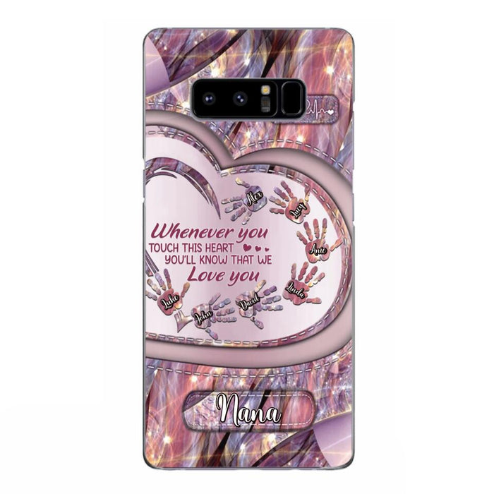 Custom Personalized Grandma Phone Case - Mother's Day Gift For Grandma - Upto 7 Kids - Whenever You Touch This Heart You'll Know That We Love You - Case For iPhone And Samsung