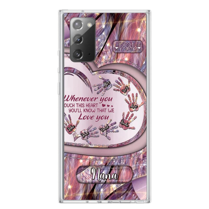 Custom Personalized Grandma Phone Case - Mother's Day Gift For Grandma - Upto 7 Kids - Whenever You Touch This Heart You'll Know That We Love You - Case For iPhone And Samsung