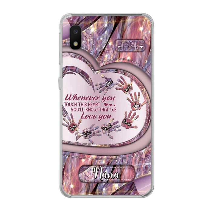 Custom Personalized Grandma Phone Case - Mother's Day Gift For Grandma - Upto 7 Kids - Whenever You Touch This Heart You'll Know That We Love You - Case For iPhone And Samsung