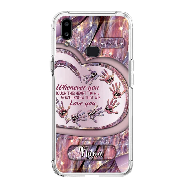 Custom Personalized Grandma Phone Case - Mother's Day Gift For Grandma - Upto 7 Kids - Whenever You Touch This Heart You'll Know That We Love You - Case For iPhone And Samsung