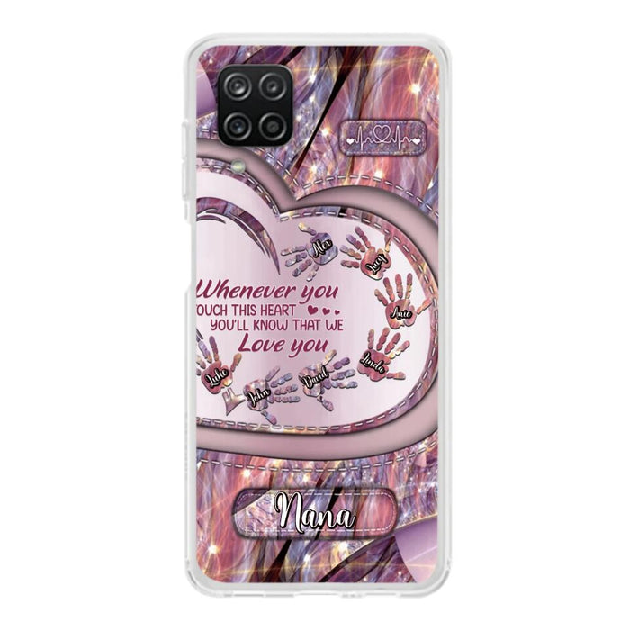 Custom Personalized Grandma Phone Case - Mother's Day Gift For Grandma - Upto 7 Kids - Whenever You Touch This Heart You'll Know That We Love You - Case For iPhone And Samsung