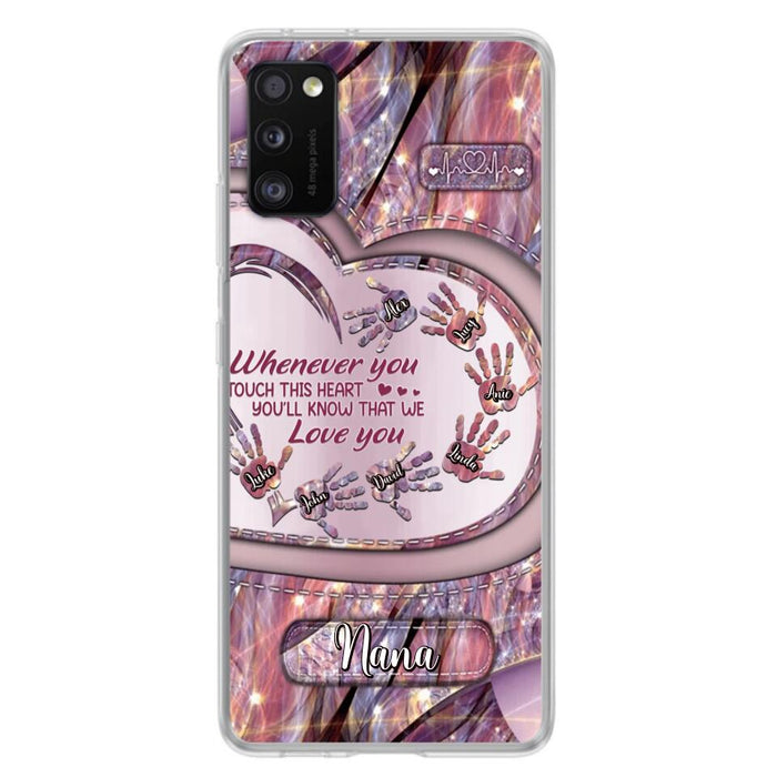 Custom Personalized Grandma Phone Case - Mother's Day Gift For Grandma - Upto 7 Kids - Whenever You Touch This Heart You'll Know That We Love You - Case For iPhone And Samsung