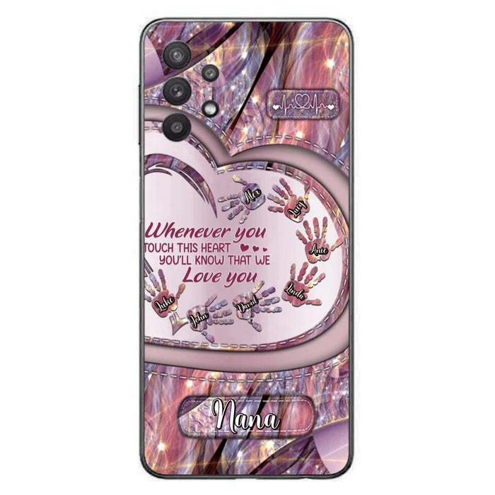 Custom Personalized Grandma Phone Case - Mother's Day Gift For Grandma - Upto 7 Kids - Whenever You Touch This Heart You'll Know That We Love You - Case For iPhone And Samsung