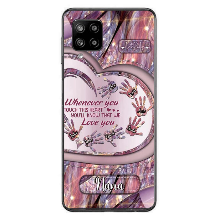 Custom Personalized Grandma Phone Case - Mother's Day Gift For Grandma - Upto 7 Kids - Whenever You Touch This Heart You'll Know That We Love You - Case For iPhone And Samsung