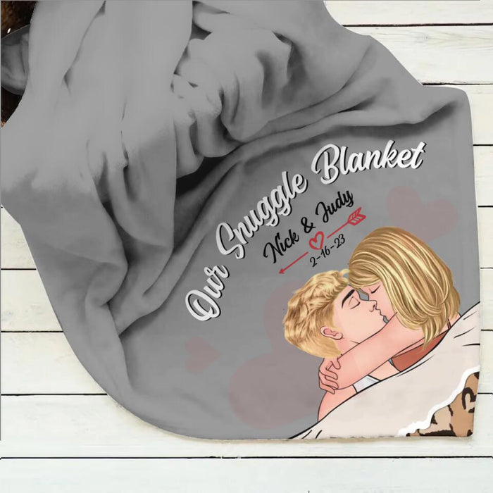 Custom Personalized Couple Single Layer Fleece/Quilt Blanket - Gift Idea For Couple/ Gift For Him/Her - Our Snuggle Blanket