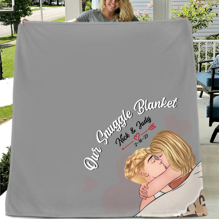 Custom Personalized Couple Single Layer Fleece/Quilt Blanket - Gift Idea For Couple/ Gift For Him/Her - Our Snuggle Blanket