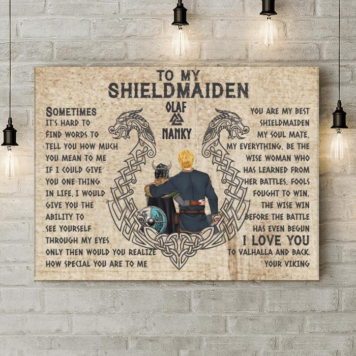 Custom Personalized To My Shieldmaiden Canvas - Gift Idea For Shieldmaiden/Wife From Husband - You Are My Best Shieldmaiden