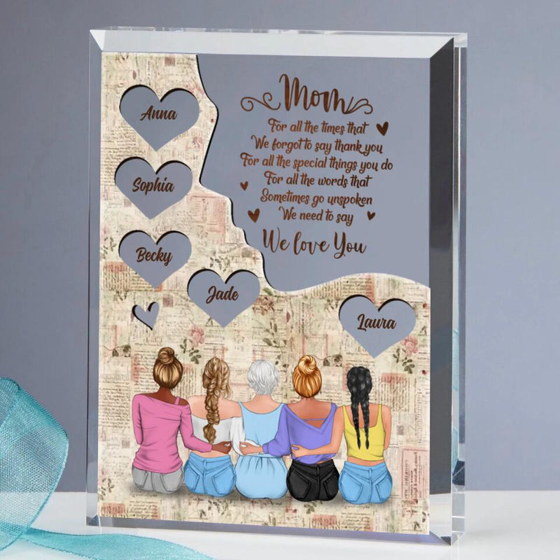 Personalized Mother And Daughter Rectangle Acrylic Plaque - Mother's Day Gift From Daughters - Up to 4 Daughters - Thank You Gift For Mother From Daughter - We Love You