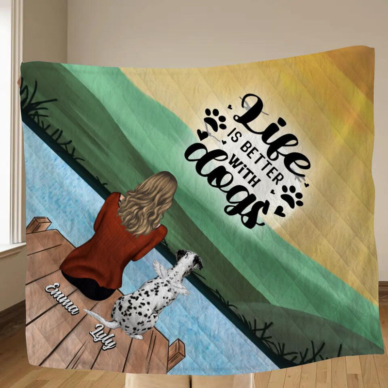 Personalized Dog Mom Fleece Throw Blanket/Quilt/Pillow Cover - Up to 5 Dogs -  Mother's Day Gift Idea for Dog Lovers - You Had Me  At Woof