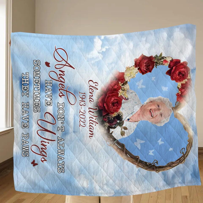 Custom Personalized Memorial Photo Pillow Cover/ Single Layer Fleece/Quilt Blanket - Memorial Gift Idea - I'll Hold You In My Heart Untill I Can Hold You In Heaven