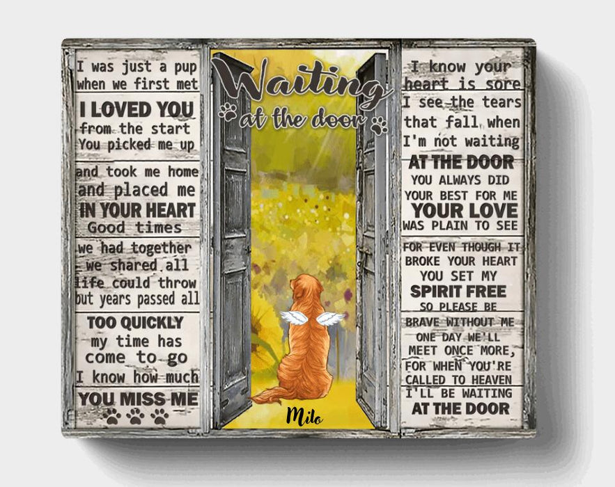 Custom Personalized Dog Loss Canvas - Upto 3 Dogs - Best Gift For Dog Lover - Waiting At The Door