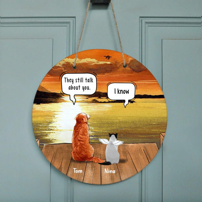 Custom Personalized Memorial Pet Door Sign - Upto 5 Pets - Best Gift For Dog/Cat Lover