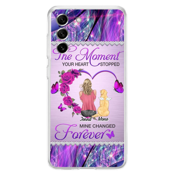 Custom Personalized Memorial Dog Mom iPhone/Samsung Phone Case - Memorial/ Mother's Day Gift Idea For Dog Mom - The Moment Your Heart Stopped Mine Changed Forever