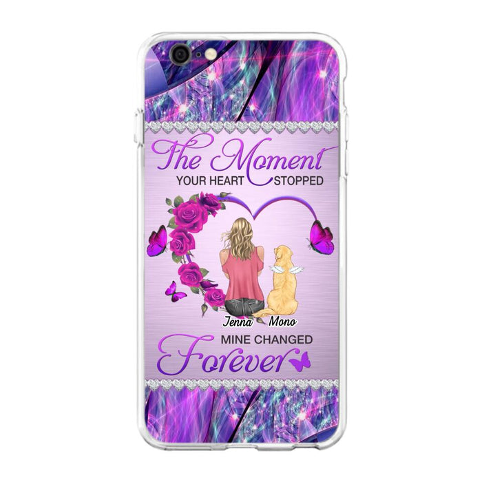 Custom Personalized Memorial Dog Mom iPhone/Samsung Phone Case - Memorial/ Mother's Day Gift Idea For Dog Mom - The Moment Your Heart Stopped Mine Changed Forever