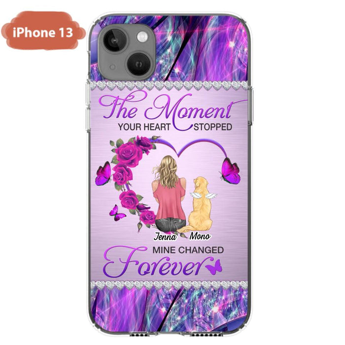 Custom Personalized Memorial Dog Mom iPhone/Samsung Phone Case - Memorial/ Mother's Day Gift Idea For Dog Mom - The Moment Your Heart Stopped Mine Changed Forever