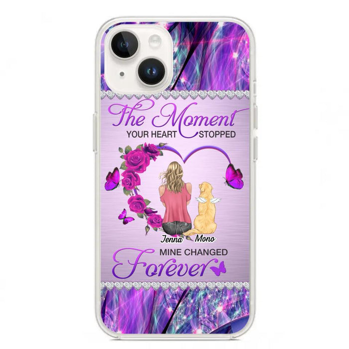 Custom Personalized Memorial Dog Mom iPhone/Samsung Phone Case - Memorial/ Mother's Day Gift Idea For Dog Mom - The Moment Your Heart Stopped Mine Changed Forever