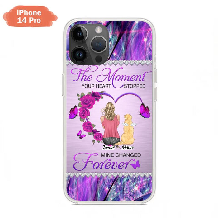 Custom Personalized Memorial Dog Mom iPhone/Samsung Phone Case - Memorial/ Mother's Day Gift Idea For Dog Mom - The Moment Your Heart Stopped Mine Changed Forever