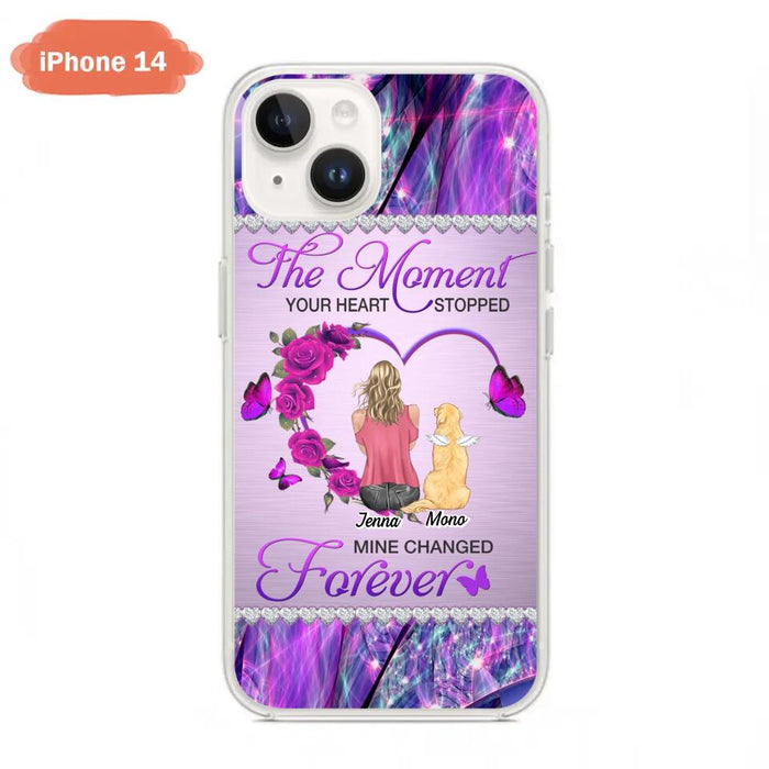 Custom Personalized Memorial Dog Mom iPhone/Samsung Phone Case - Memorial/ Mother's Day Gift Idea For Dog Mom - The Moment Your Heart Stopped Mine Changed Forever