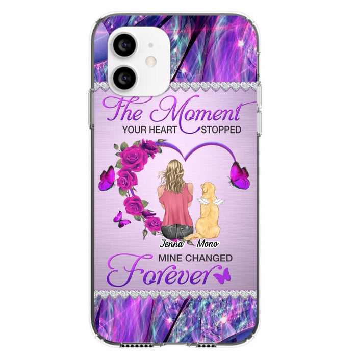 Custom Personalized Memorial Dog Mom iPhone/Samsung Phone Case - Memorial/ Mother's Day Gift Idea For Dog Mom - The Moment Your Heart Stopped Mine Changed Forever