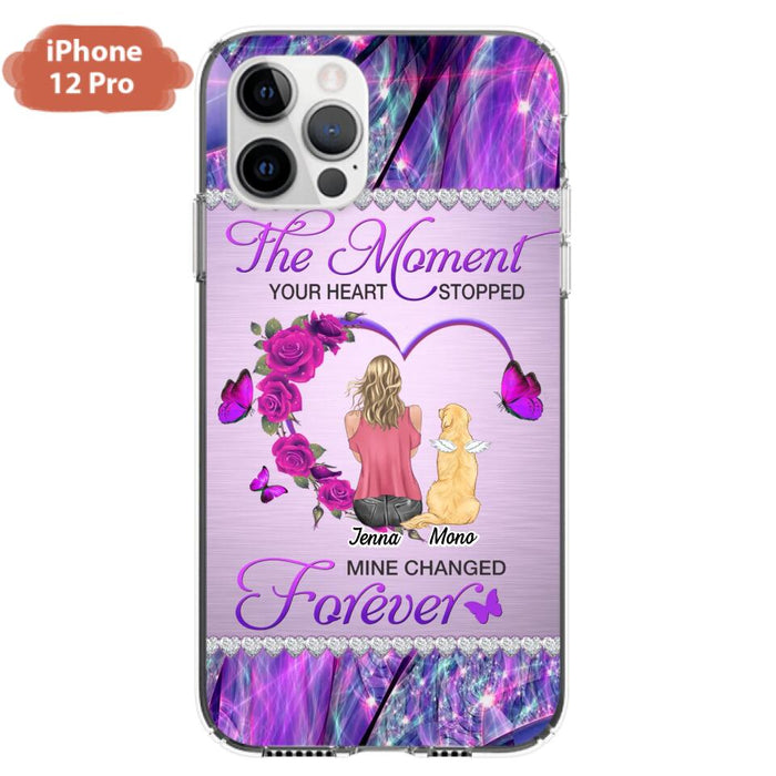 Custom Personalized Memorial Dog Mom iPhone/Samsung Phone Case - Memorial/ Mother's Day Gift Idea For Dog Mom - The Moment Your Heart Stopped Mine Changed Forever