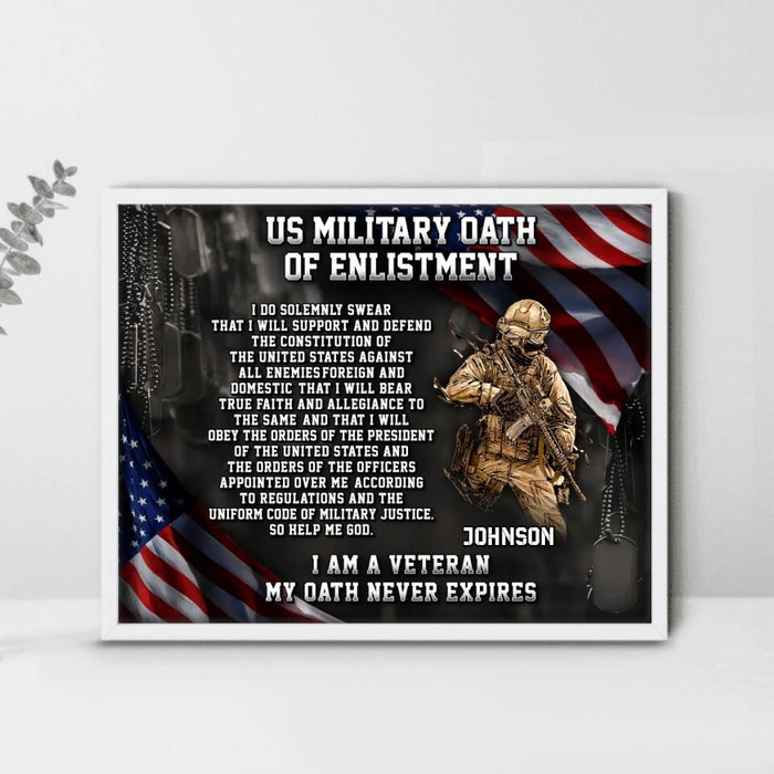 Custom Personalized Veteran Unframed Horizontal Poster - Gift Idea For Veteran - US Military Oath Of Enlistment