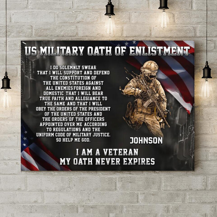 Custom Personalized Veteran Horizontal Canvas - Gift Idea For Veteran - US Military Oath Of Enlistment