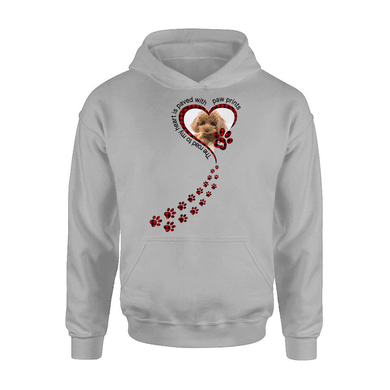 Personalized Memorial Dog Shirt - Upload Photo - Memorial Gift Idea For Loss Of Pet - The Road To My Heart Is Paved With Paw Prints