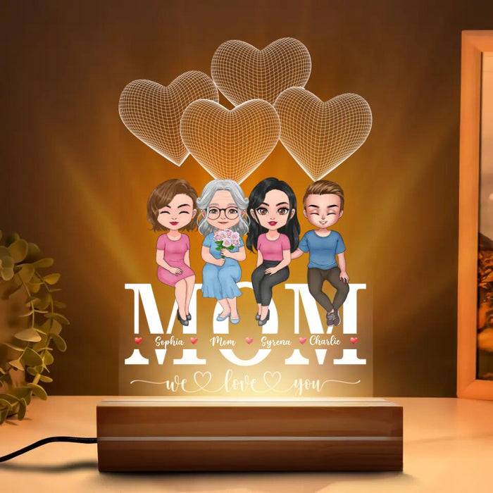 Custom Personalized Mother Acrylic Night Light - Upto 3 Children - Gift Idea for Mother's Day -  We Love You