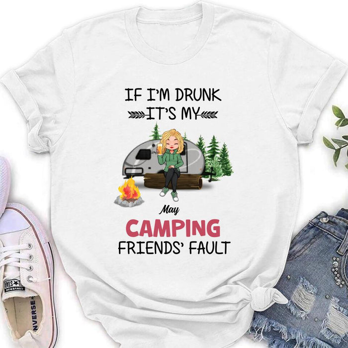 Custom Personalized Camping Friends Shirt/Hoodie/Long Sleeve/Sweatshirt - Gift Idea For Camping Lovers/Friends - Upto 3 People - If I'm Drunk It's My Camping Friends' Fault