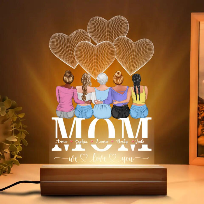 Custom Personalized Mother Acrylic Night Light - Upto 4 Children - Gift Idea for Mother's Day -  We Love You