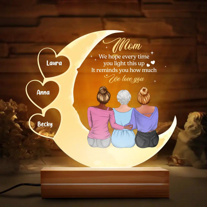 Custom Personalized Mother Acrylic Night Light - Upto 3 Children - Gift Idea for Mother's Day - A Mother's Love Is The Heart Of The Family