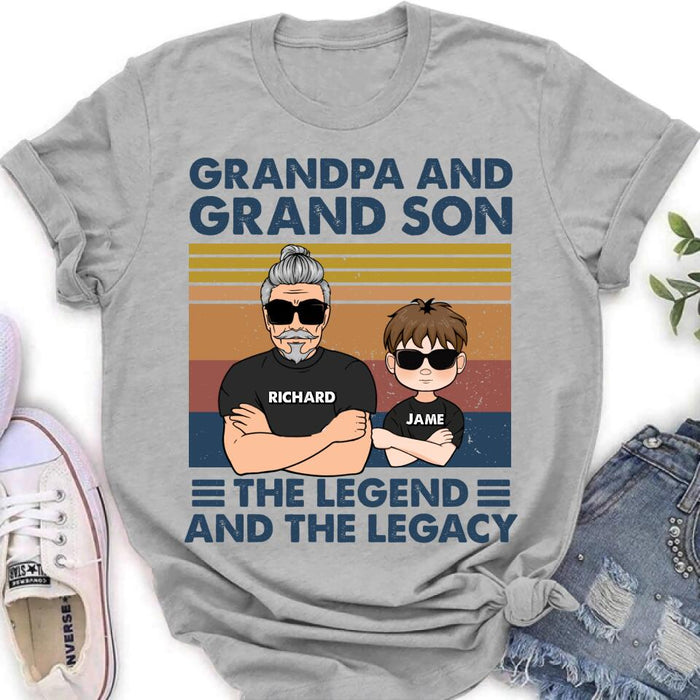 Custom Personalized Grandpa Unisex T-shirt/Long Sleeve/ Sweatshirt/Pullover Hoodie - Gift Idea For Grandpa/ Grandson/ Father's Day - Grandpa And Grand Son The Legend And The Legacy