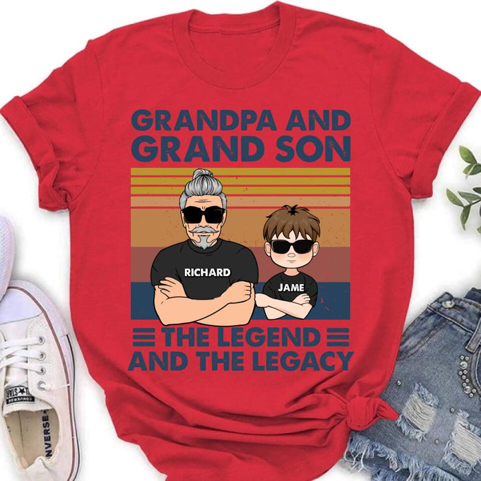 Custom Personalized Grandpa Unisex T-shirt/Long Sleeve/ Sweatshirt/Pullover Hoodie - Gift Idea For Grandpa/ Grandson/ Father's Day - Grandpa And Grand Son The Legend And The Legacy