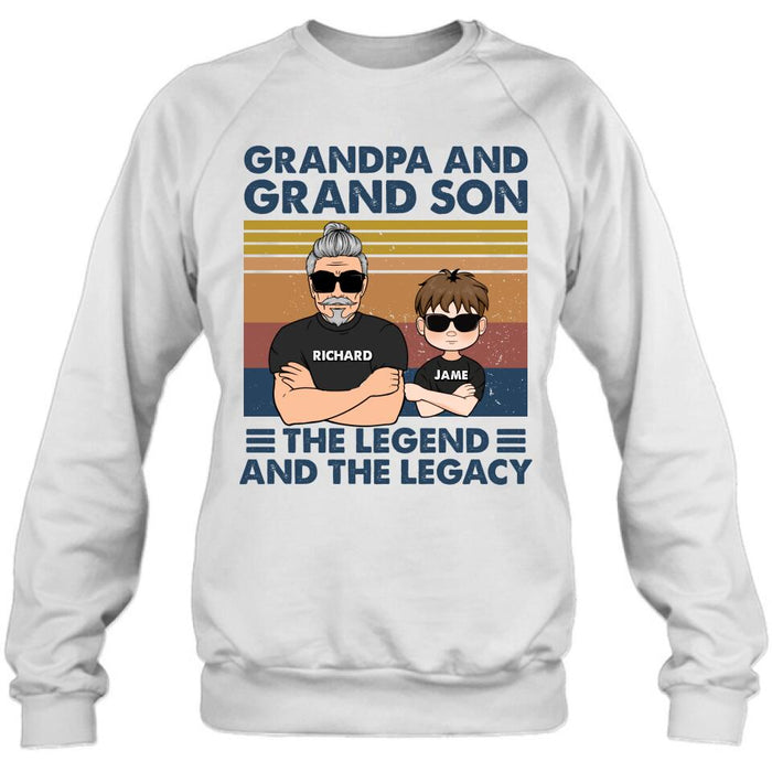 Custom Personalized Grandpa Unisex T-shirt/Long Sleeve/ Sweatshirt/Pullover Hoodie - Gift Idea For Grandpa/ Grandson/ Father's Day - Grandpa And Grand Son The Legend And The Legacy