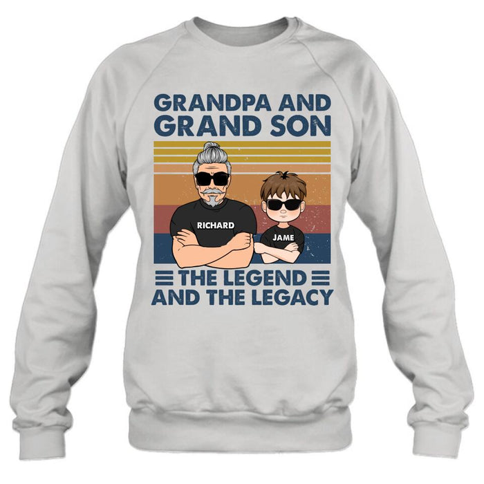 Custom Personalized Grandpa Unisex T-shirt/Long Sleeve/ Sweatshirt/Pullover Hoodie - Gift Idea For Grandpa/ Grandson/ Father's Day - Grandpa And Grand Son The Legend And The Legacy