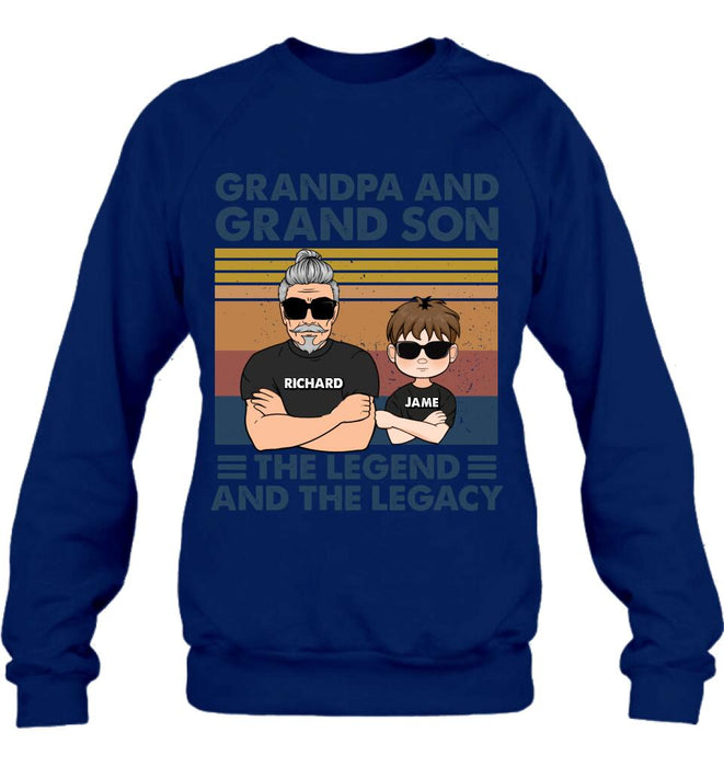 Custom Personalized Grandpa Unisex T-shirt/Long Sleeve/ Sweatshirt/Pullover Hoodie - Gift Idea For Grandpa/ Grandson/ Father's Day - Grandpa And Grand Son The Legend And The Legacy