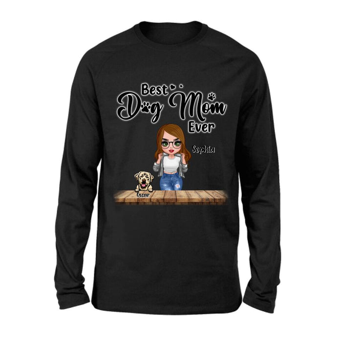 Personalized Dog Mom Front Shirt/ Pullover Hoodie - Gifts For Dog Lover With Up to 4 Dogs - You Had Me At Woof