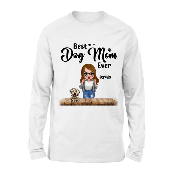 Personalized Dog Mom Front Shirt/ Pullover Hoodie - Gifts For Dog Lover With Up to 4 Dogs - You Had Me At Woof