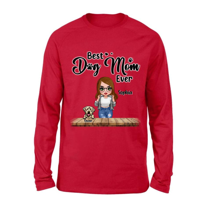 Personalized Dog Mom Front Shirt/ Pullover Hoodie - Gifts For Dog Lover With Up to 4 Dogs - You Had Me At Woof