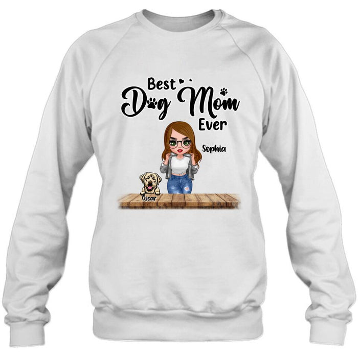 Personalized Dog Mom Front Shirt/ Pullover Hoodie - Gifts For Dog Lover With Up to 4 Dogs - You Had Me At Woof