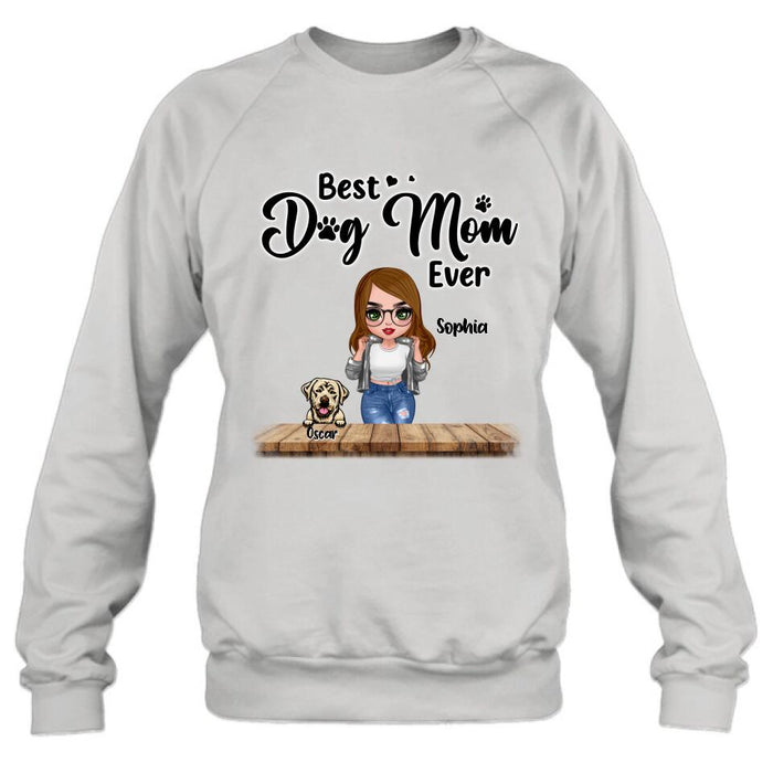 Personalized Dog Mom Front Shirt/ Pullover Hoodie - Gifts For Dog Lover With Up to 4 Dogs - You Had Me At Woof