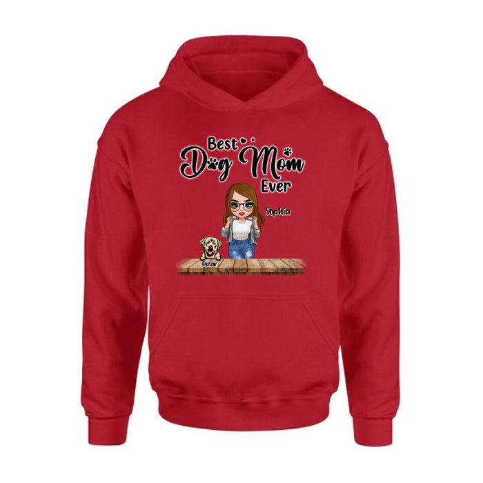 Personalized Dog Mom Front Shirt/ Pullover Hoodie - Gifts For Dog Lover With Up to 4 Dogs - You Had Me At Woof